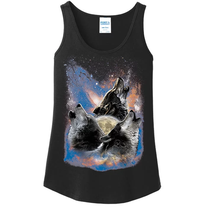 Wildlife - Three Space Wolves Ladies Essential Tank