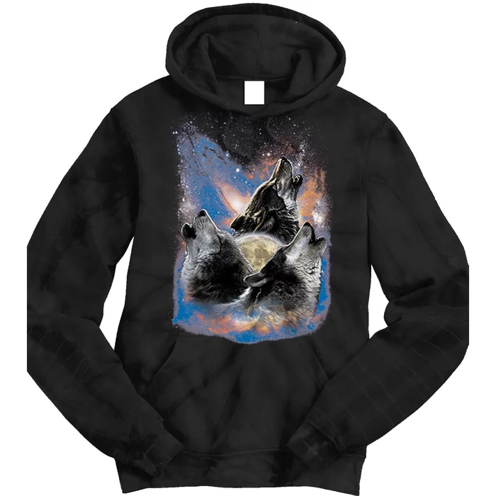 Wildlife - Three Space Wolves Tie Dye Hoodie