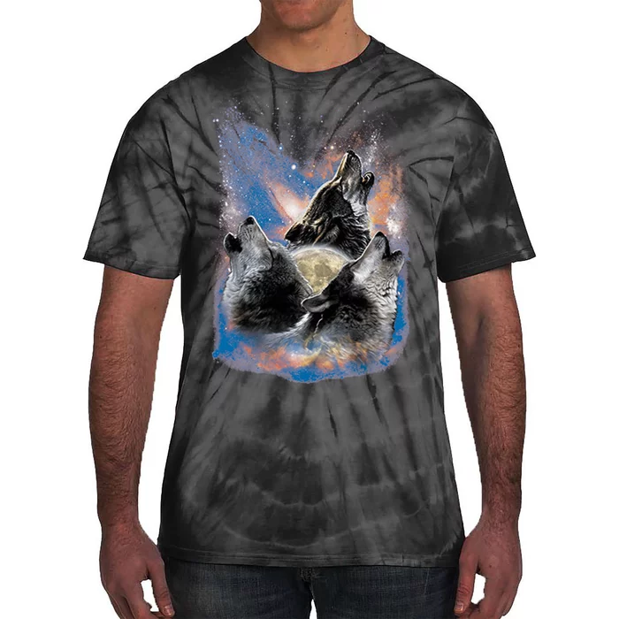 Wildlife - Three Space Wolves Tie-Dye T-Shirt