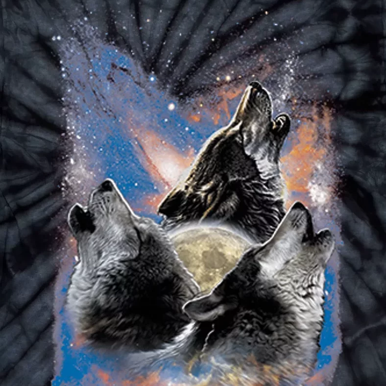 Wildlife - Three Space Wolves Tie-Dye T-Shirt