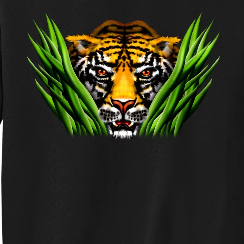 Wildlife - Tiger In Grass Portrait Sweatshirt