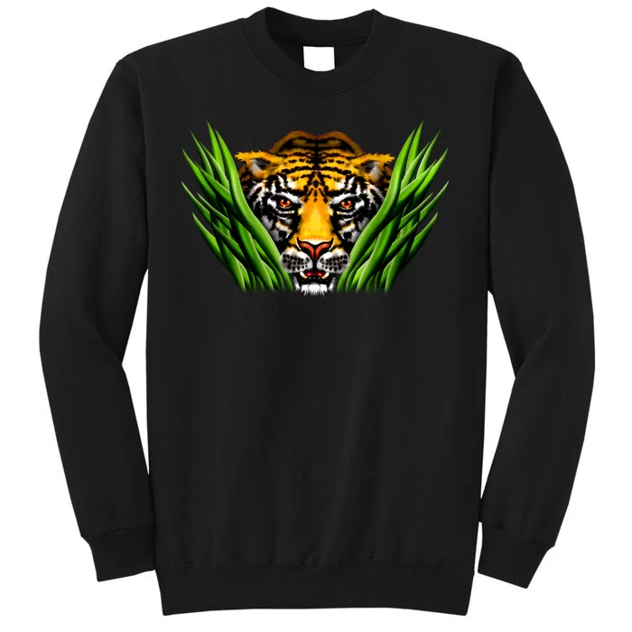 Wildlife - Tiger In Grass Portrait Sweatshirt