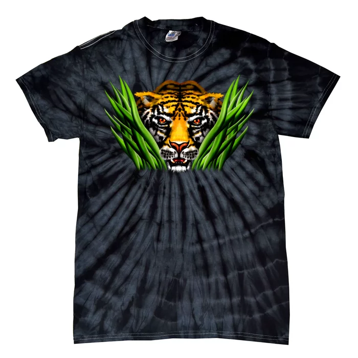 Wildlife - Tiger In Grass Portrait Tie-Dye T-Shirt