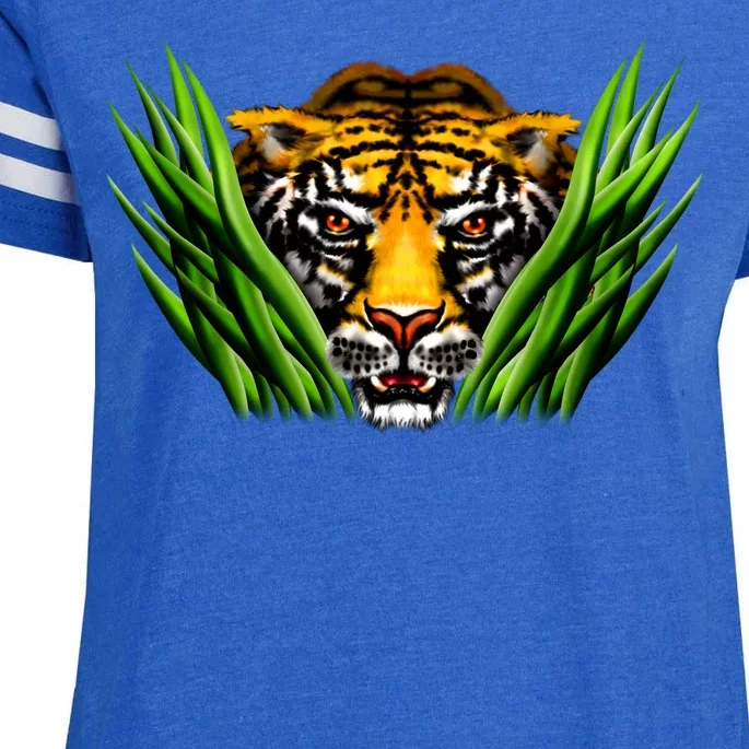 Wildlife - Tiger In Grass Portrait Enza Ladies Jersey Football T-Shirt