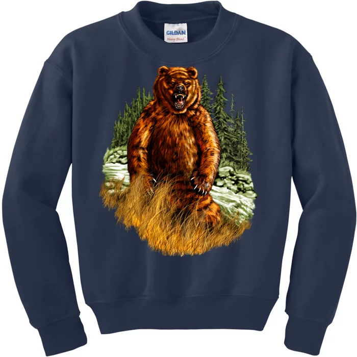 Wildlife - Wild Bear Portrait Kids Sweatshirt