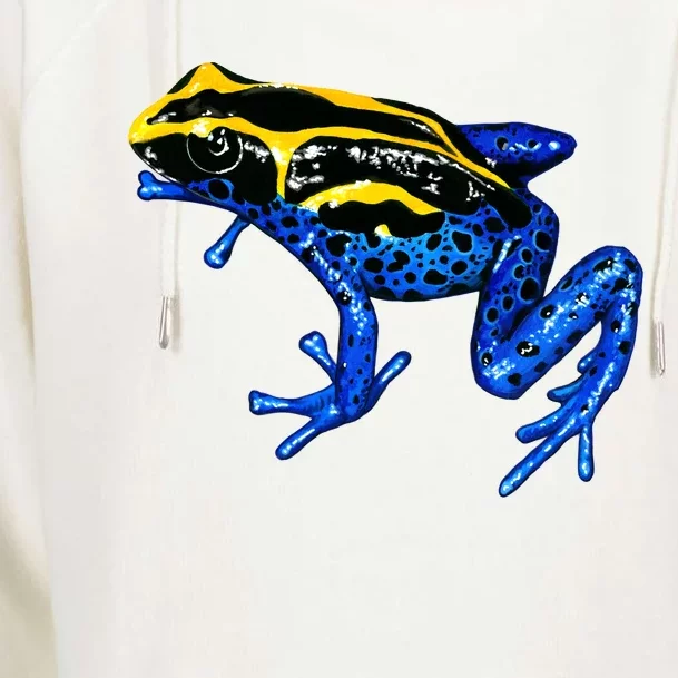 Wildlife - Yellow And Blue Frog Womens Funnel Neck Pullover Hood