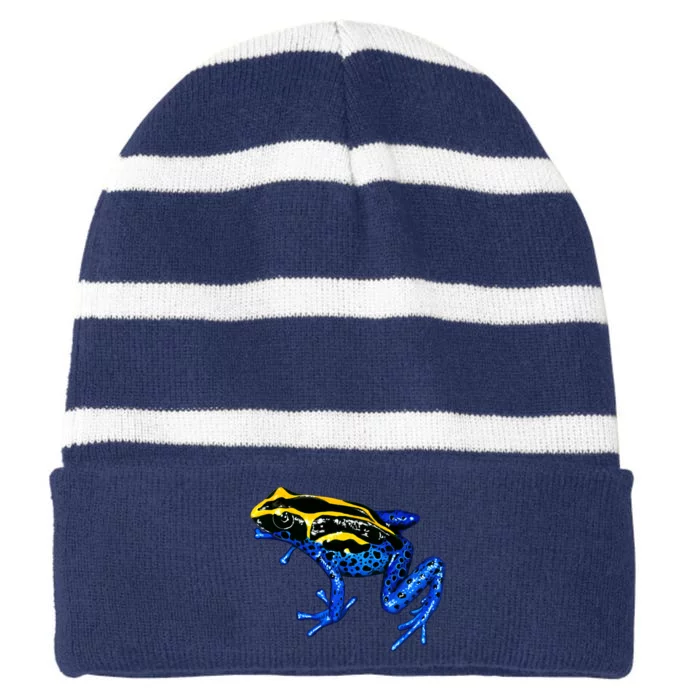 Wildlife - Yellow And Blue Frog Striped Beanie with Solid Band