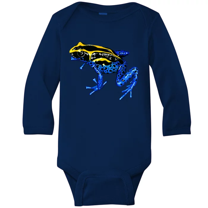 Wildlife - Yellow And Blue Frog Baby Long Sleeve Bodysuit