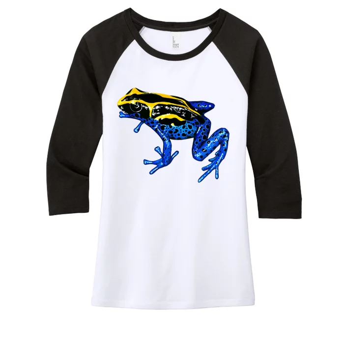 Wildlife - Yellow And Blue Frog Women's Tri-Blend 3/4-Sleeve Raglan Shirt