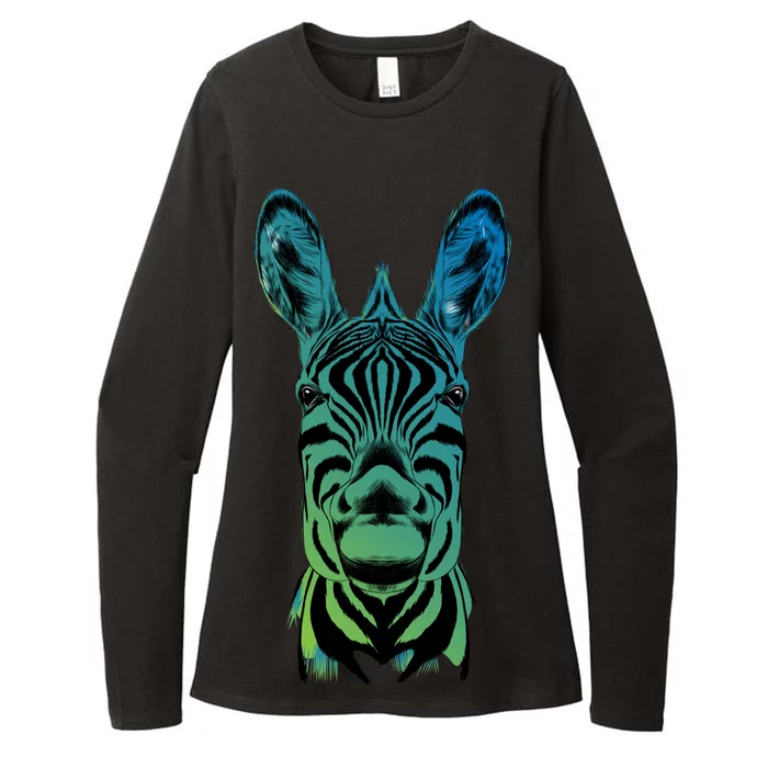 Wildlife - Zebra Head Abstract Womens CVC Long Sleeve Shirt