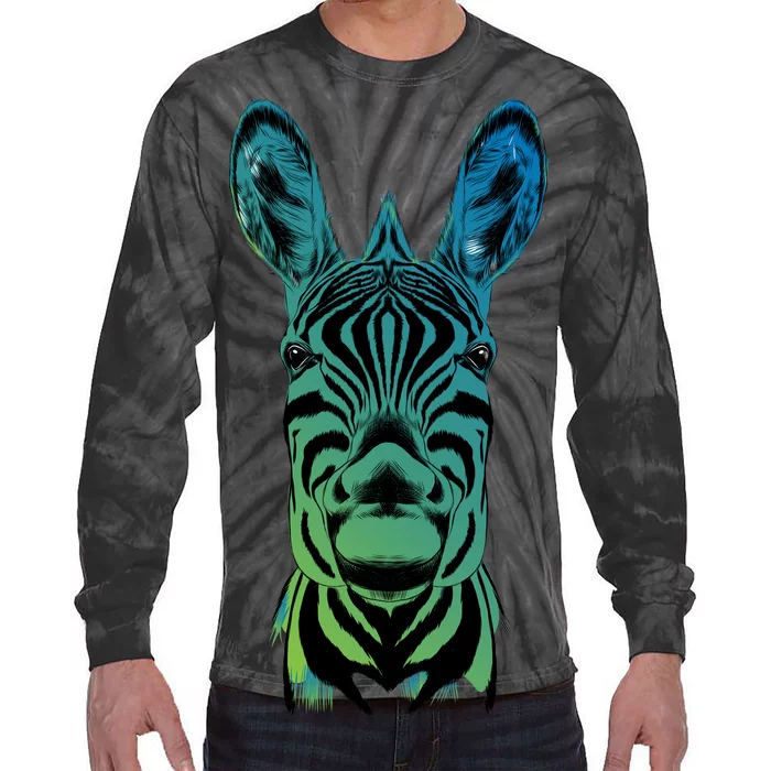 Wildlife - Zebra Head Abstract Tie-Dye Long Sleeve Shirt