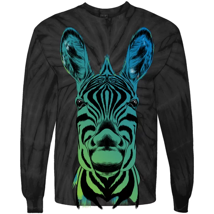 Wildlife - Zebra Head Abstract Tie-Dye Long Sleeve Shirt