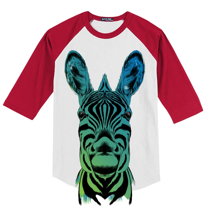 Wildlife - Zebra Head Abstract Kids Colorblock Raglan Jersey