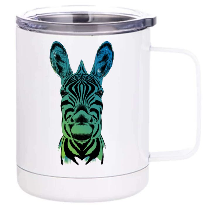 Wildlife - Zebra Head Abstract Front & Back 12oz Stainless Steel Tumbler Cup