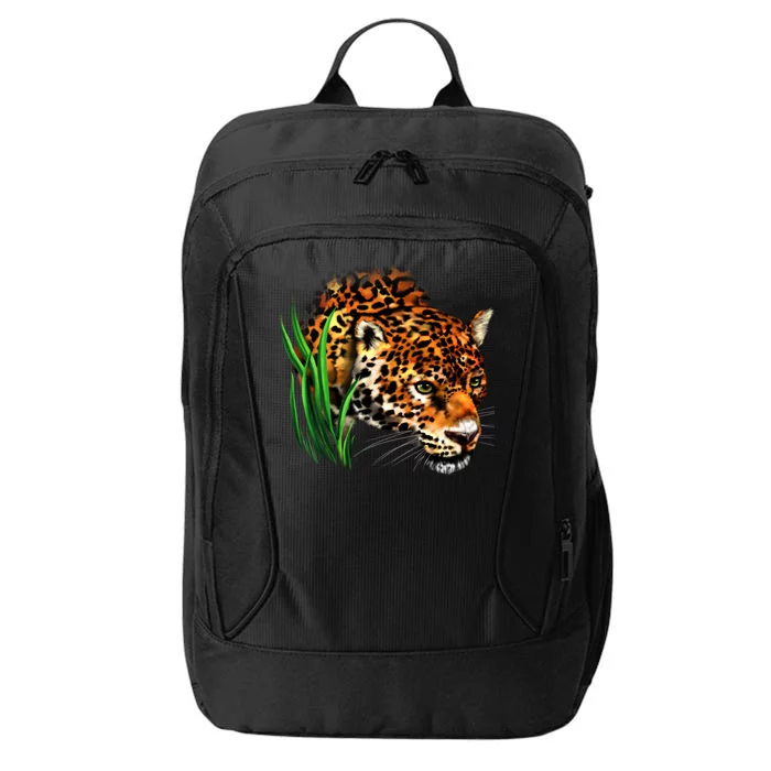 Wildlife Big Face Jaguar In Grass Portrait City Backpack