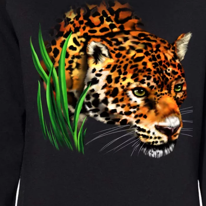 Wildlife Big Face Jaguar In Grass Portrait Womens California Wash Sweatshirt