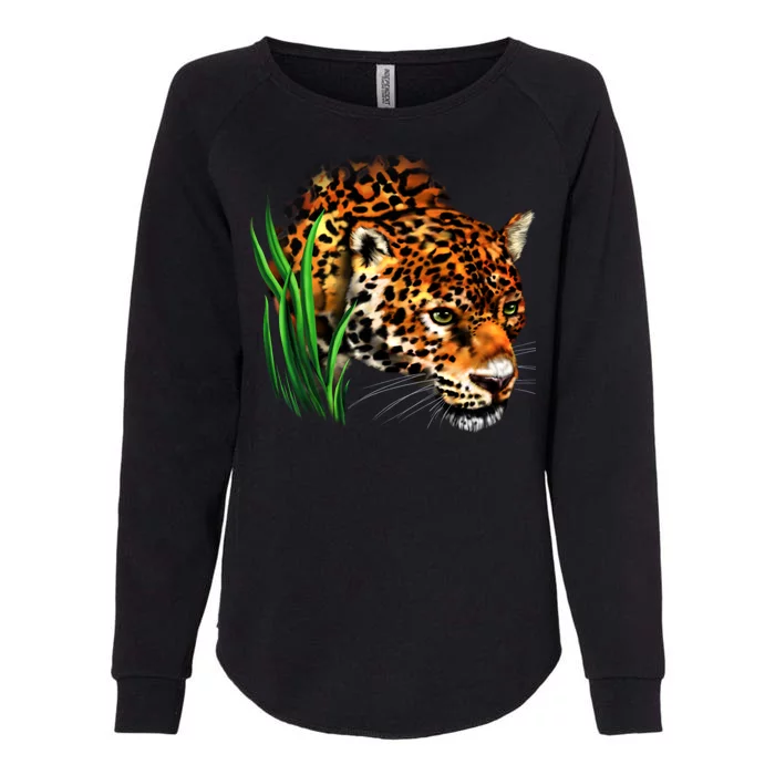 Wildlife Big Face Jaguar In Grass Portrait Womens California Wash Sweatshirt