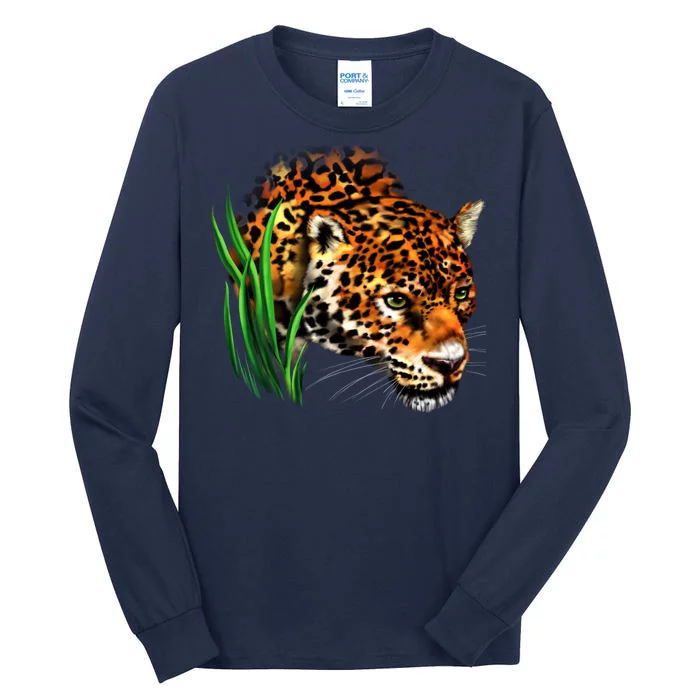 Wildlife Big Face Jaguar In Grass Portrait Tall Long Sleeve T-Shirt