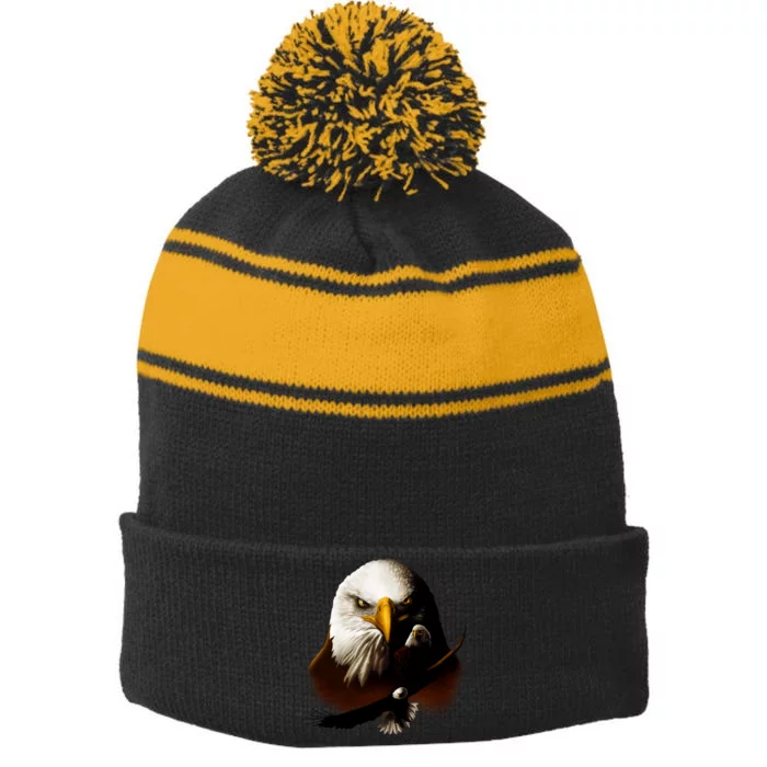 Wildlife Chopper Eagle Stripe Pom Pom Beanie