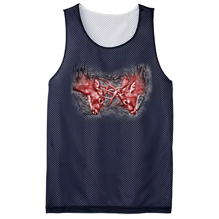 Wildlife Deer Fighting Bucks Mesh Reversible Basketball Jersey Tank