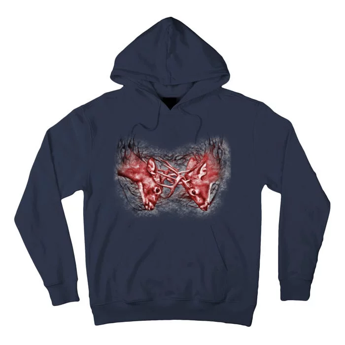 Wildlife Deer Fighting Bucks Tall Hoodie