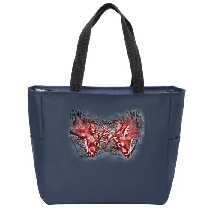 Wildlife Deer Fighting Bucks Zip Tote Bag