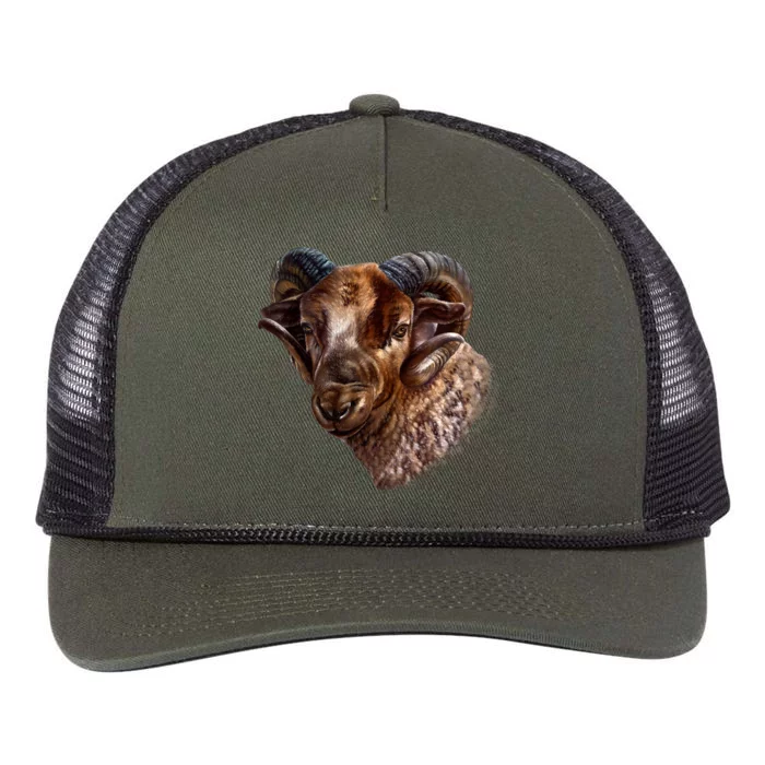 Wildlife Ram Stare Retro Rope Trucker Hat Cap