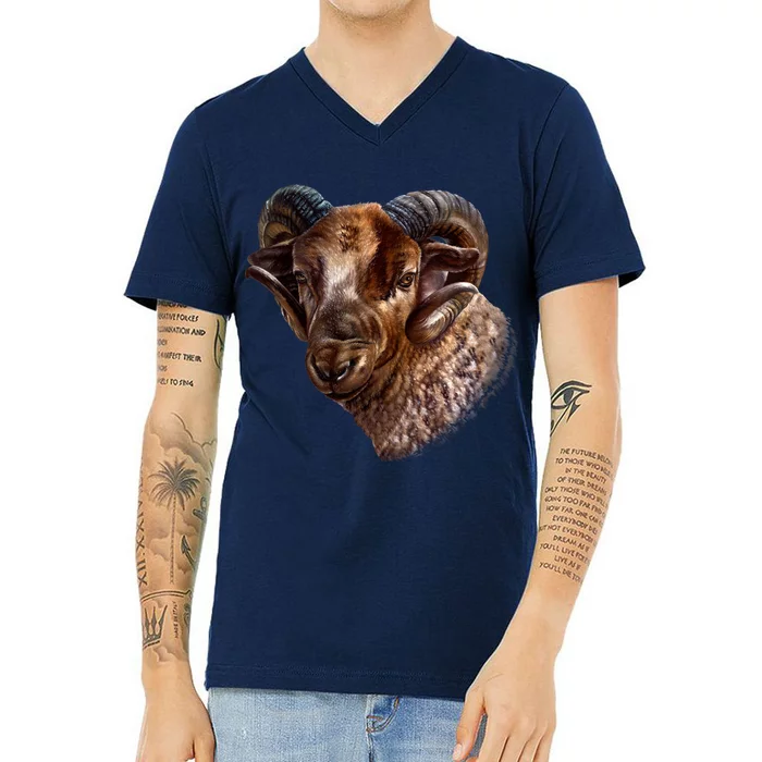 Wildlife Ram Stare V-Neck T-Shirt