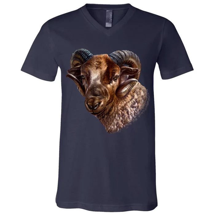 Wildlife Ram Stare V-Neck T-Shirt