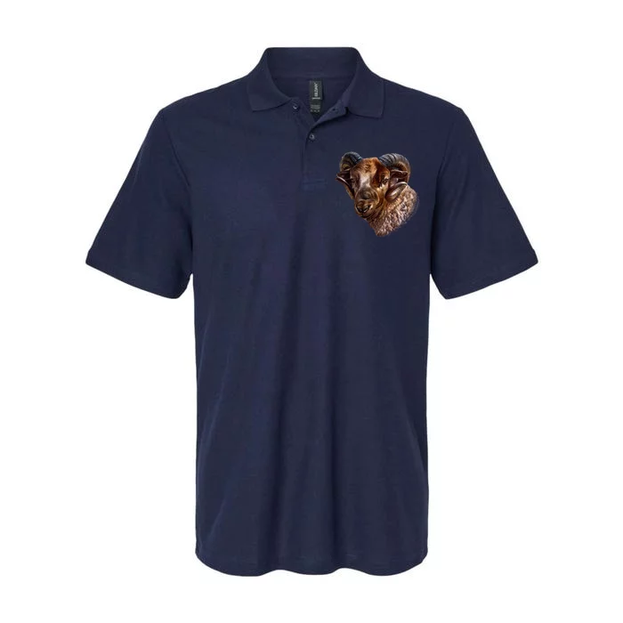 Wildlife Ram Stare Softstyle Adult Sport Polo