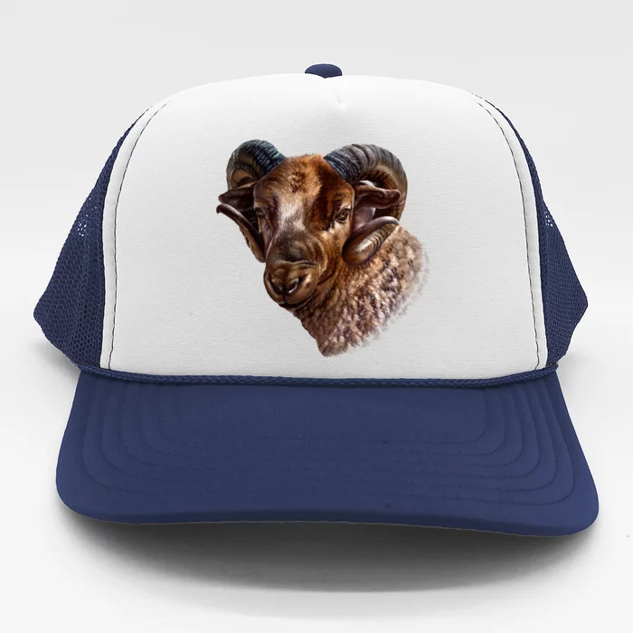 Wildlife Ram Stare Trucker Hat