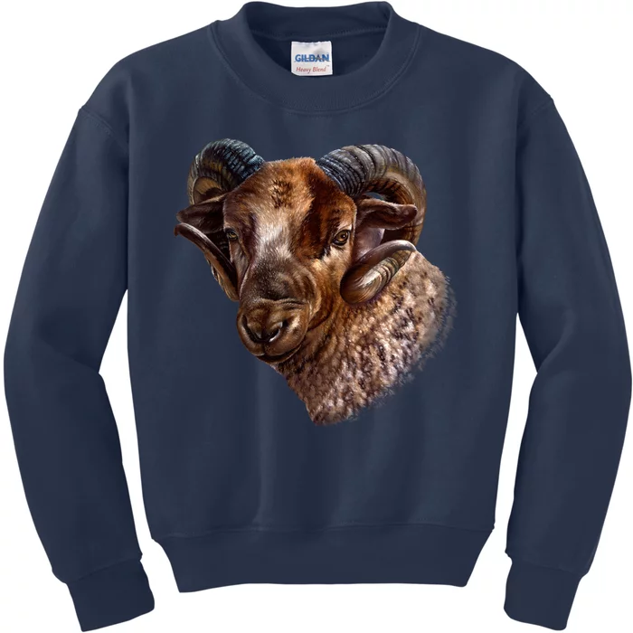 Wildlife Ram Stare Kids Sweatshirt