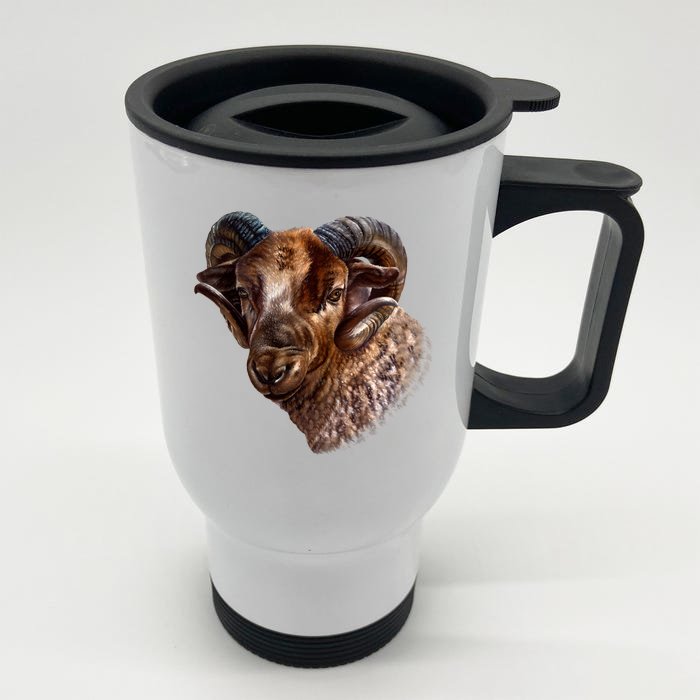 Wildlife Ram Stare Front & Back Stainless Steel Travel Mug