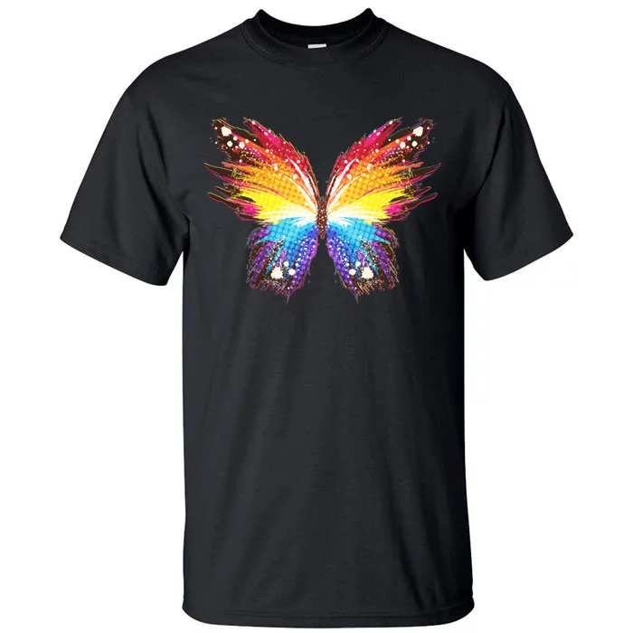 Wildly Painted Rainbow Butterfly Tall T-Shirt