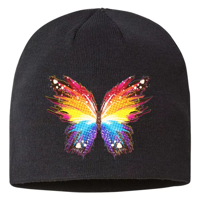 Wildly Painted Rainbow Butterfly 8 1/2in Sustainable Knit Beanie