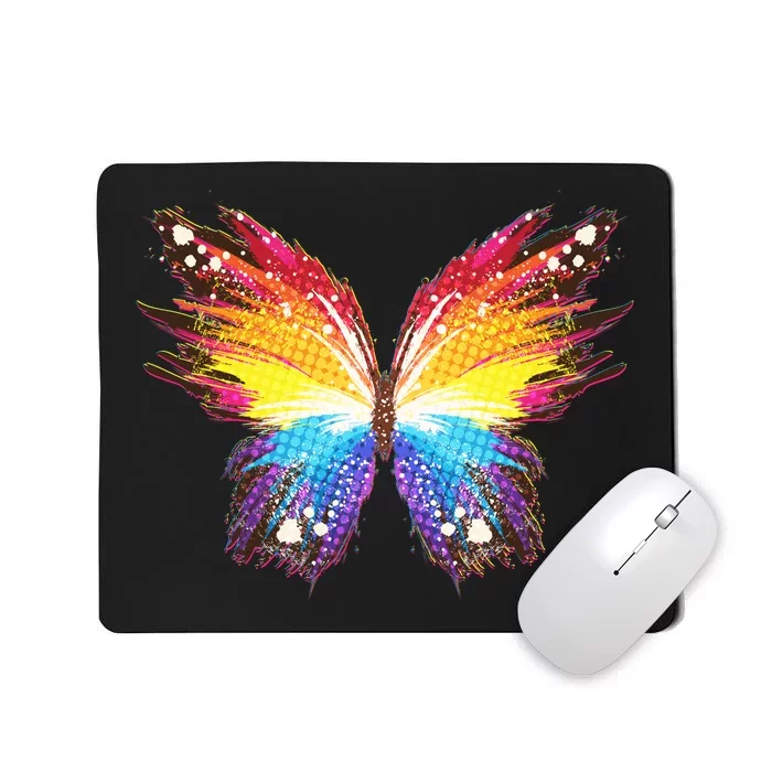 Wildly Painted Rainbow Butterfly Mousepad