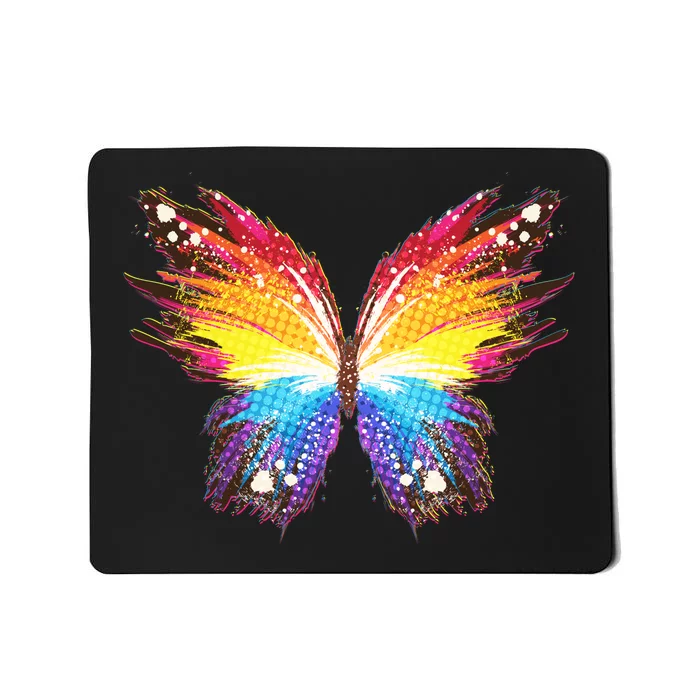 Wildly Painted Rainbow Butterfly Mousepad