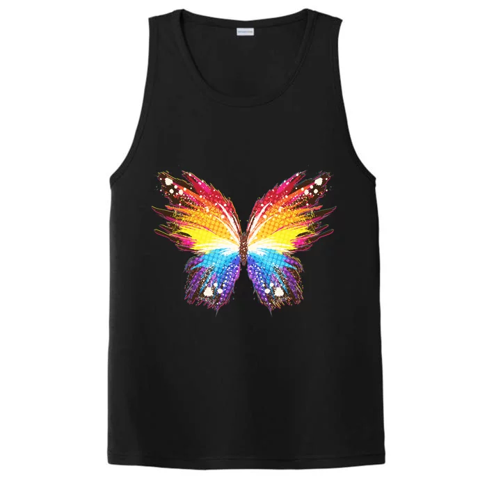 Wildly Painted Rainbow Butterfly Performance Tank