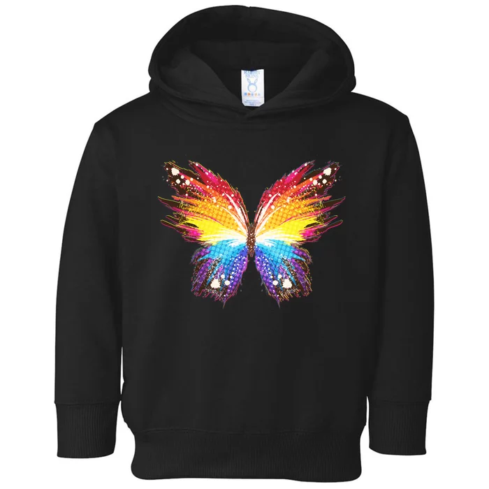 Wildly Painted Rainbow Butterfly Toddler Hoodie