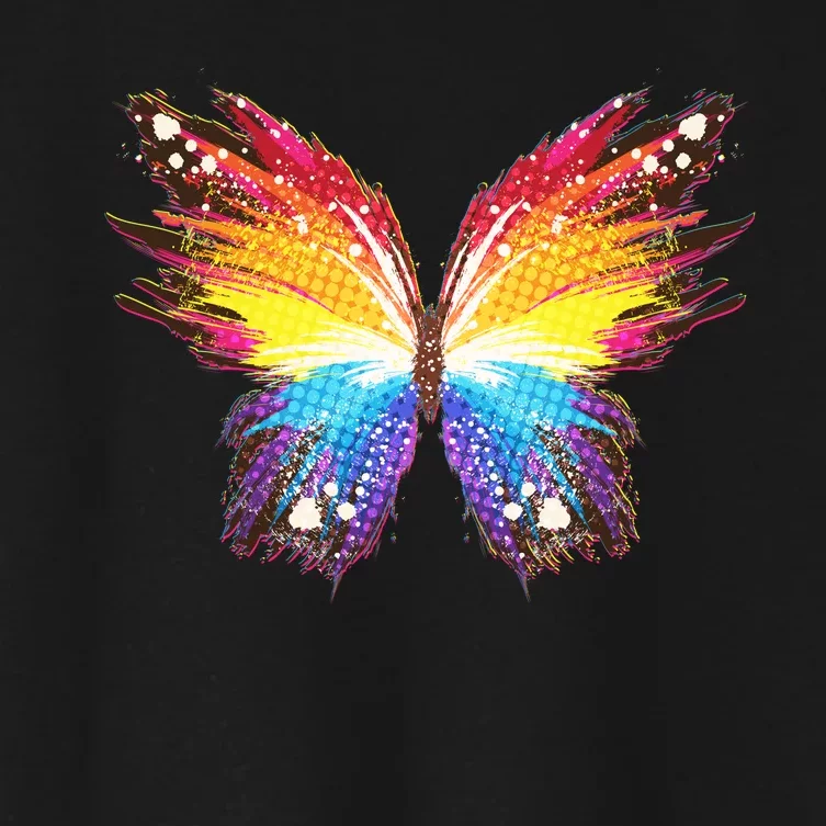 Wildly Painted Rainbow Butterfly Women's Crop Top Tee