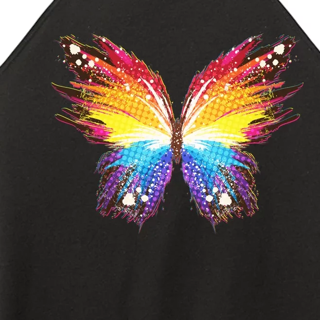 Wildly Painted Rainbow Butterfly Women’s Perfect Tri Rocker Tank