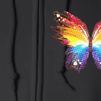 Wildly Painted Rainbow Butterfly Full Zip Hoodie