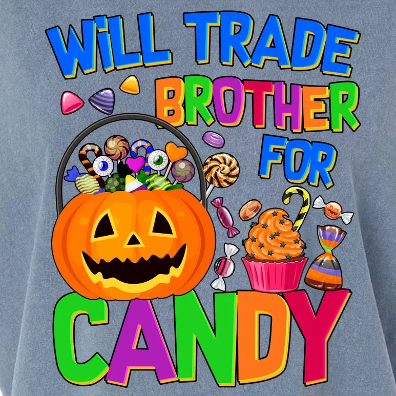 Will Trade Brother For Candy Funny Halloween Garment-Dyed Women's Muscle Tee