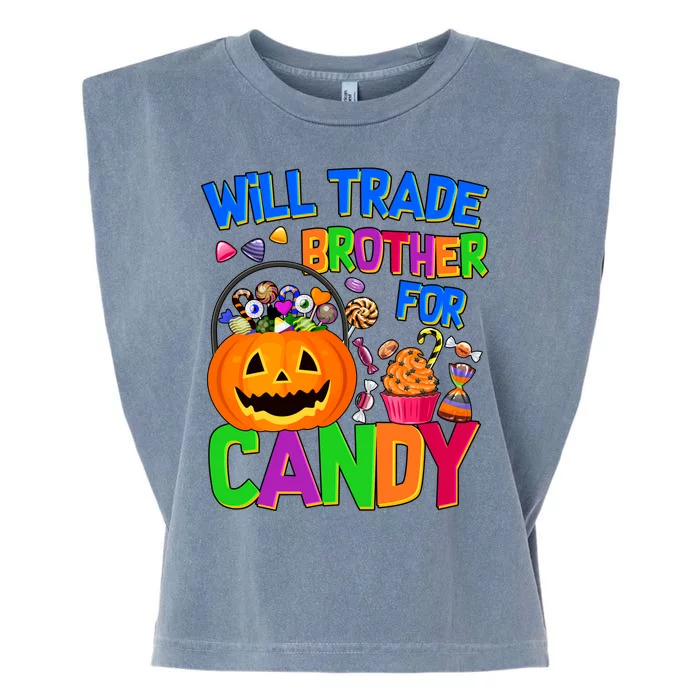 Will Trade Brother For Candy Funny Halloween Garment-Dyed Women's Muscle Tee