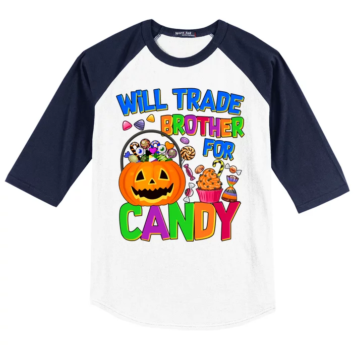 Will Trade Brother For Candy Funny Halloween Baseball Sleeve Shirt