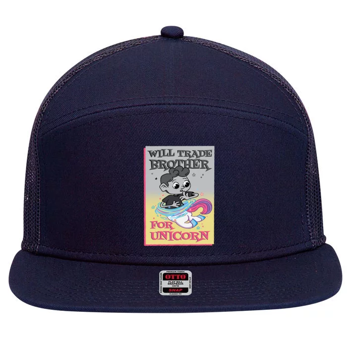 Will Trade Brother For Unicorn 7 Panel Mesh Trucker Snapback Hat