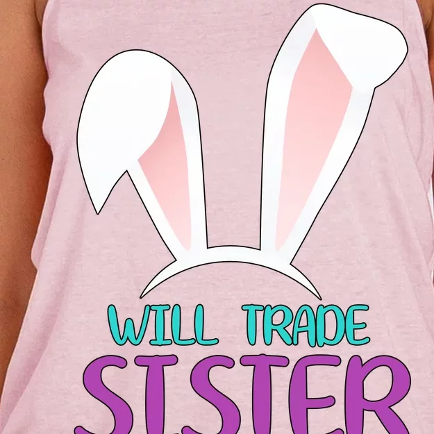 Will Trade Sister For Easter Eggs Women's Knotted Racerback Tank