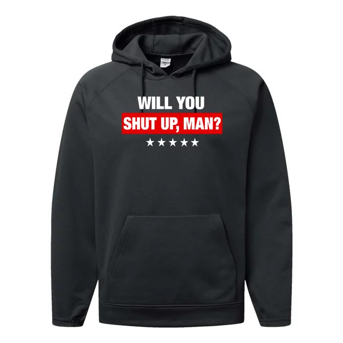 Will You Shut Up Man? Biden Quote Presidential Debate Performance Fleece Hoodie