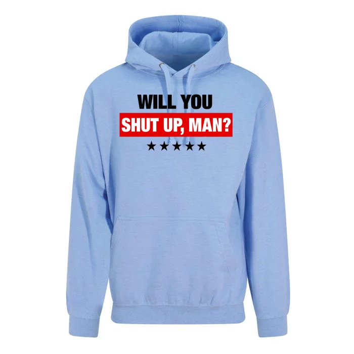 Will You Shut Up Man? Biden Quote Presidential Debate Unisex Surf Hoodie