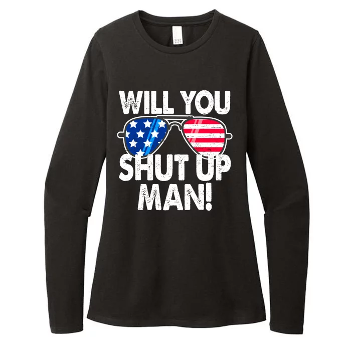 Will You Shut Up Man Biden Vs Trump Flag Sunglasses Womens CVC Long Sleeve Shirt